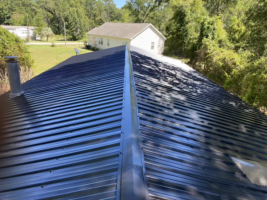 Completed blue metal roof by A1 Roofing