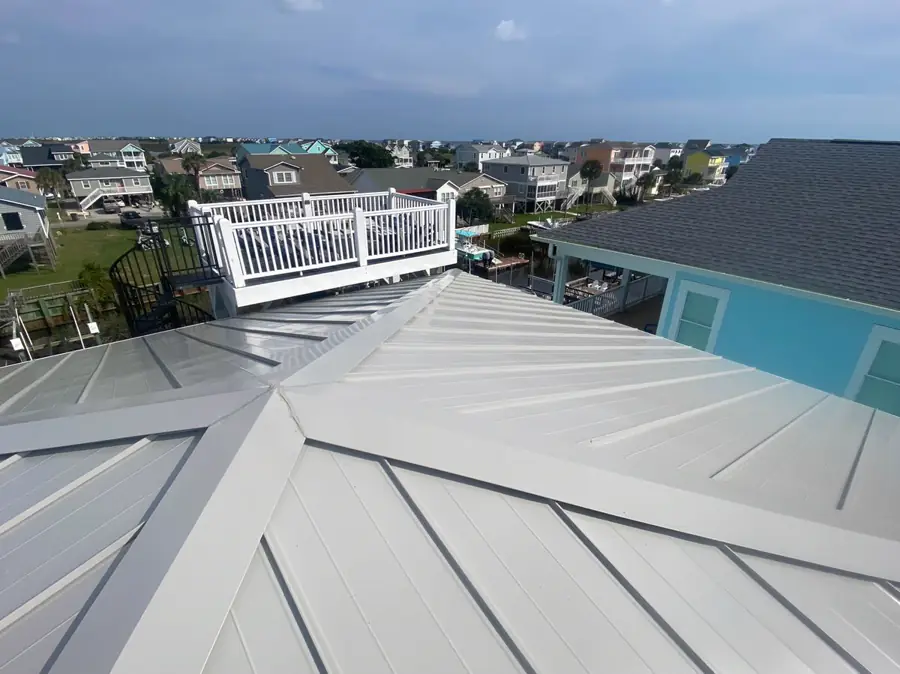 Standing-seam metal roof near the coast